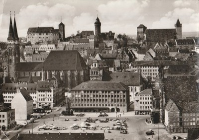 Nürnberg Hauptmarkt mit Sebalduskirche und Burg, Hacker-Rauch 340 A. K. 