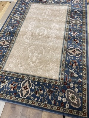 Karastan Veranda Coll. Villa-Ivory/Blue 5'2x7'10 100% Wool area rug ::NEW::