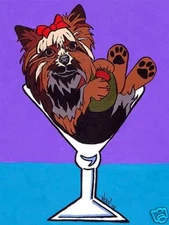 12x16 YORKIE Yorkshire Terrier Martini Art PRINT VERN