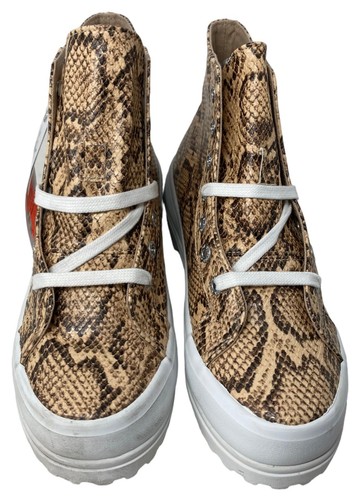 Stivaletto sneaker alto Superga marrone marrone marrone taglia 6,5 scarpe donna NUOVE - Foto 2 di 8
