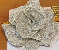 vintage 5" layered 1940s metallic flower bridal silver lame hand made 1 pc Japan