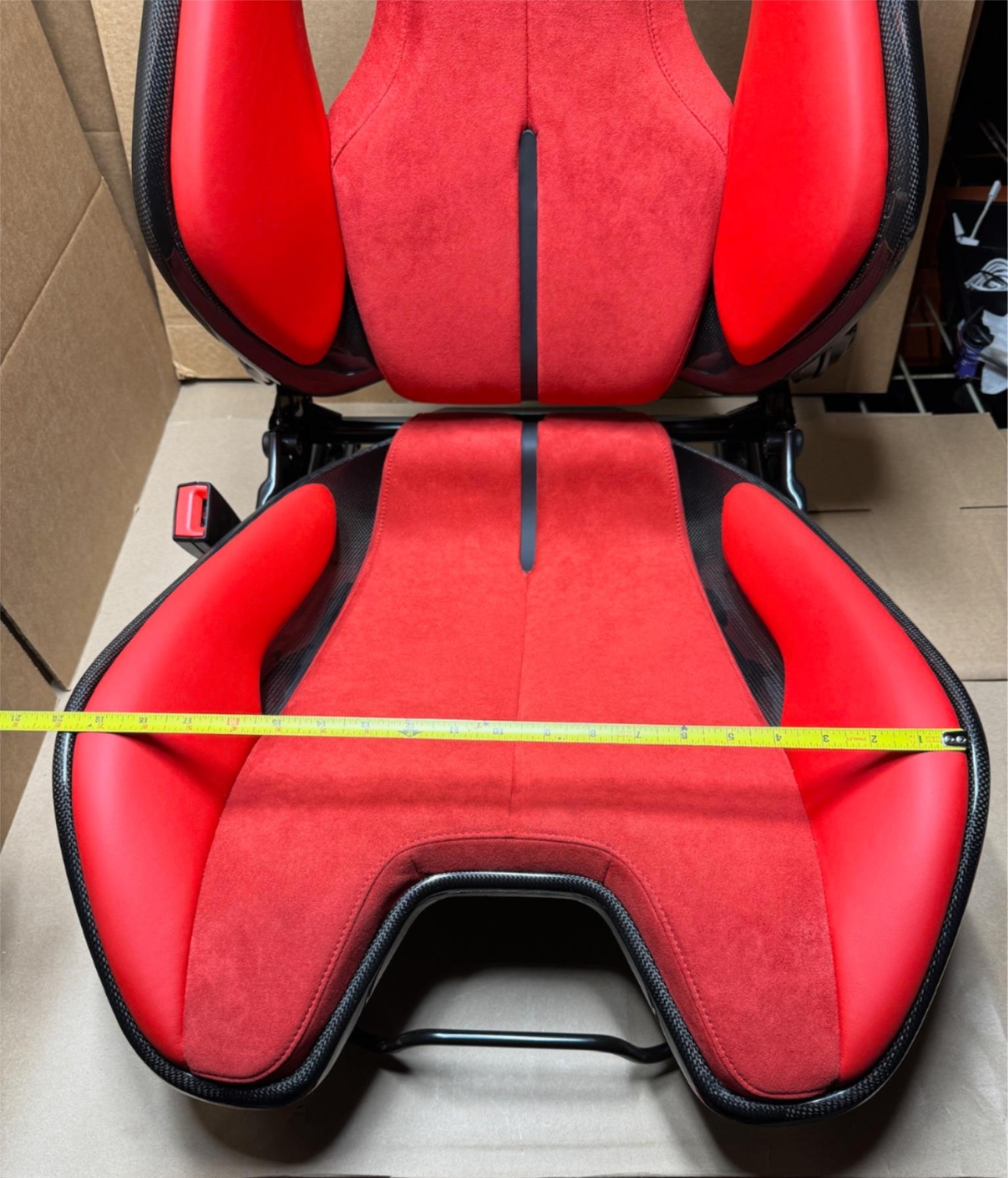 Ferrari SF90 Stradale Driver Seat Carbon Fiber w/ Red Leather / Alcantera