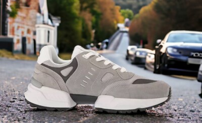NWOT Men’s Polo Ralph Lauren Jogger Suede & Mesh Sneaker, Size 10, Soft Gray POLO RALPH LAUREN JOGGER SUEDE & MESH SNEAKERS Soft Grey  main image 4