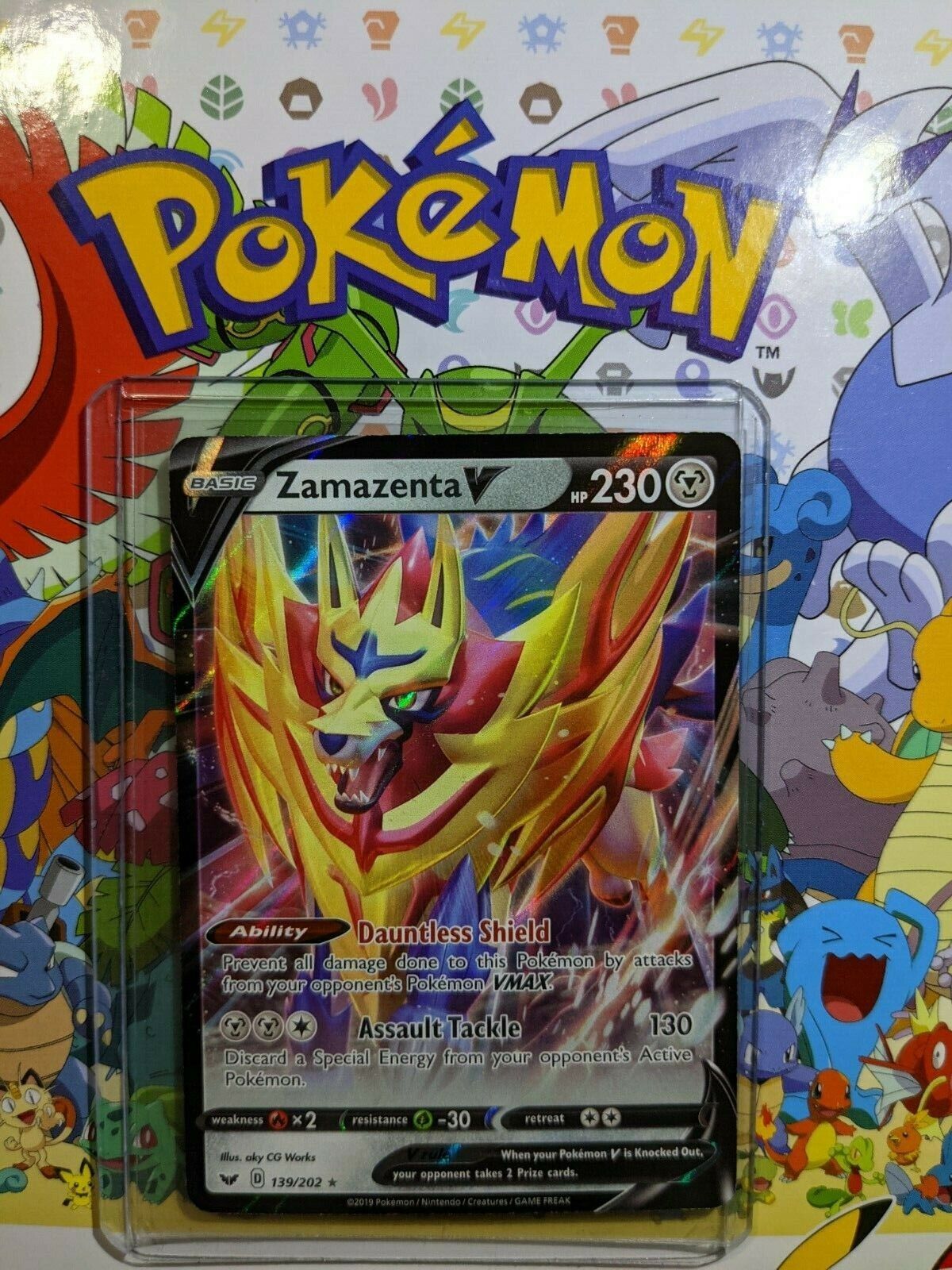 Zamazenta V ULTRA RARE 139/202 Sword and Shield Base Set Pokemon TCG NM  HOLO