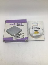Jewelry Tools Steel Block 4 x 4 x 3/4 Impress Art Stamp Straight Tape NEW