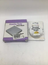Jewelry Tools Steel Block 4” x 4” x 3/4” & Impress Art Stamp Straight Tape NEW