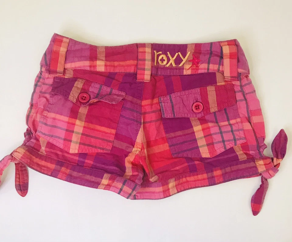 Розовые шорты в клетку для девочек ROXY размер 7 боковые галстуки - Изображение 4 из 4