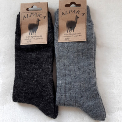 2 Paar Damen Wollsocken Soft Alpaka extra weich 100% Wolle 2 Grautöne  35-42