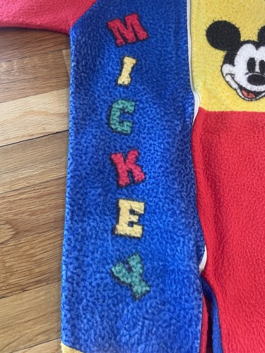 Vintage 4T Fleece Rubber Footed Disney Store Mickey Mouse Pajamas Color Block - 第 2/13 張圖片