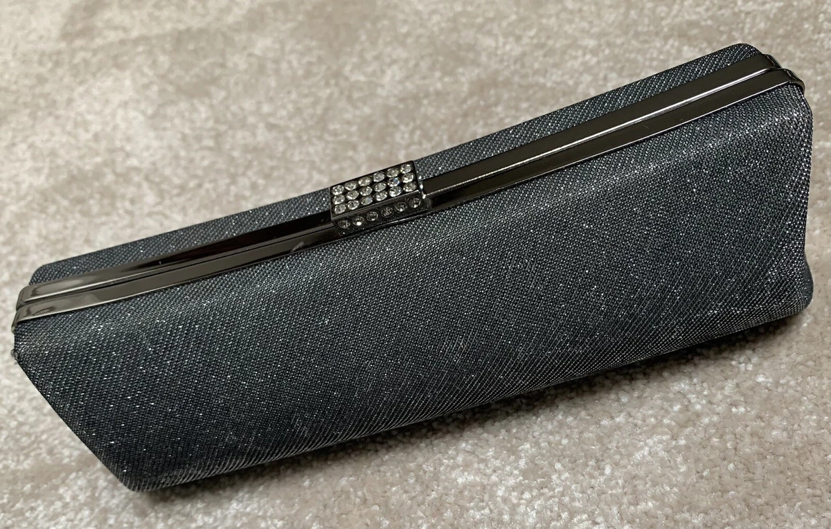 Grey sparkly clutch bag sale