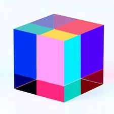 CMY Color Cube, Acrylic Prism, Science Learning Educational Toy, Desktop Decor