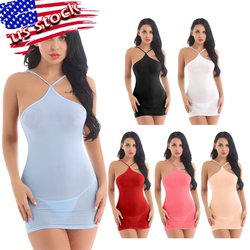 Womens One Piece Transparent Sheer Strapless Micro Mini Long Tube Top Dress  | eBay
