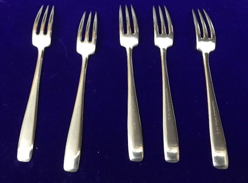 Vtg 5 MAPPIN & WEBB 18cm OVERTURE 18/10 Stainless Steel Dessert Forks Cutlery - Picture 4 of 5