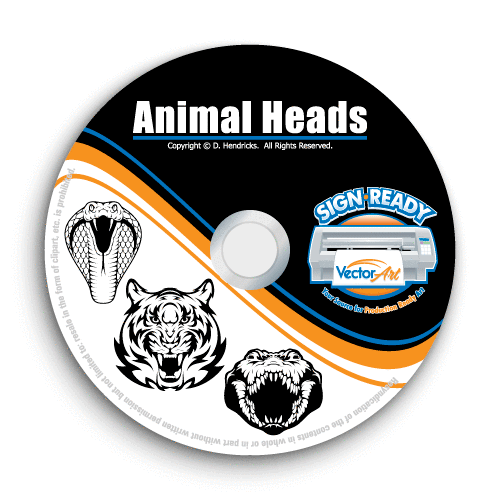 ANIMAL HEADS CLIPART IMAGES-VECTOR CLIP ART-VINYL CUTTER PLOTTER EPS GRAPHICS CD - Picture 1 of 6