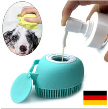 2-Farben Silikon Haustier-Massage-Badeb&uuml;rste & Shampoo-Spender f&uuml;r Hunde Katzen