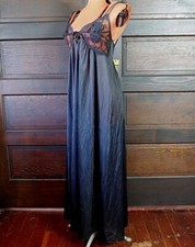VTG 70s Black Chemise Sheer Lingerie Full Slip USA Made JC Penney Sz S
