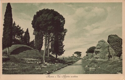 Vintage Postcard Roma Via Appia antica Black White Trail Rome Italy