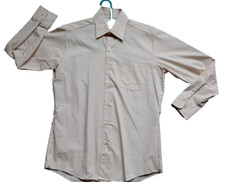 men's 33 vtg MONTGOMERY Ward LS Beige DAGGER collar DRESS shirt