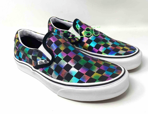 Womenâs SIZE 8.5 VANS Classic Slip On Iridescent Check Board VN0A4BV3SRY | eBay