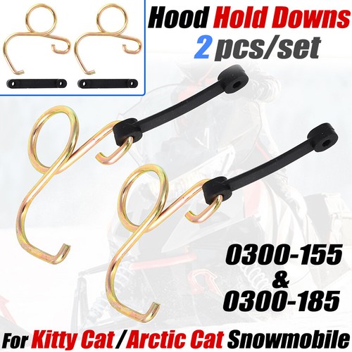 2X Arctic Cat Kitty Cat Snowmobile Hood Hold Downs Kit – Springs & Rubber Straps, 0300-155 0300-185, 1-Year Warranty - View #3