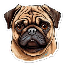 Pug Dog, Vinyl Decal Sticker, Indoor Outdoor, 3 Sizes, 11329