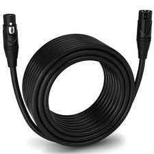 LyxPro Microphone 75 feet XLR Cable, Male to Female, 3 Pin Mic Cable, Black