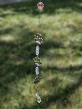 Paw Print Pet Memorial Suncatcher Heart Crystals Prisms Hanging Garden Decor