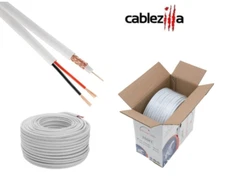 RG59 Siamese Coaxial Cable 20AWG 18/2 CCTV/Security Camera Wire 250FT White