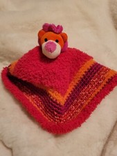 Handmade Crochet Stuffed Animal Lion Lovey, Baby Toy Toddler Security Blanket 10