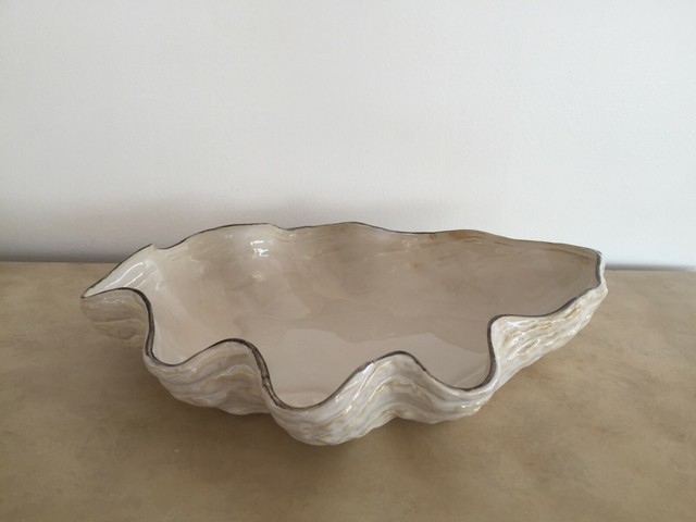 Out Pottery Barn Under The Sea Nautical Shell Oyster 7 X 7 5 Bowl