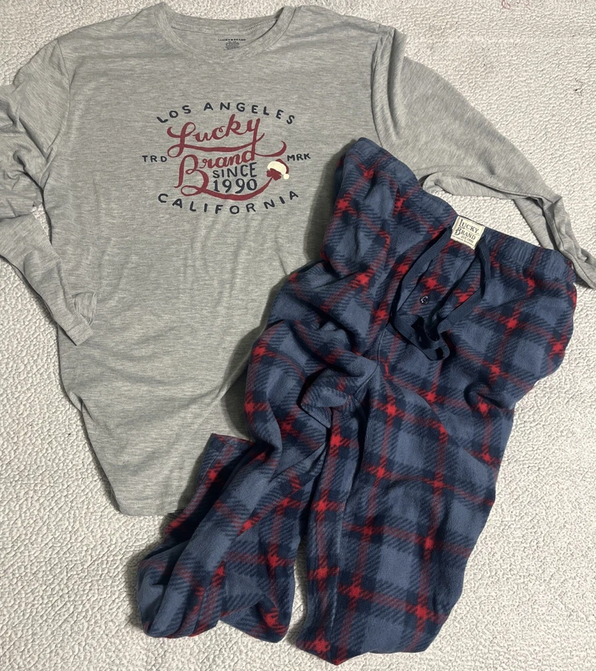 Lucky Brand Mens XL Flannel Pajama Sleepwear Set Thermal Shirt Flannel Pant - Image 2 of 4