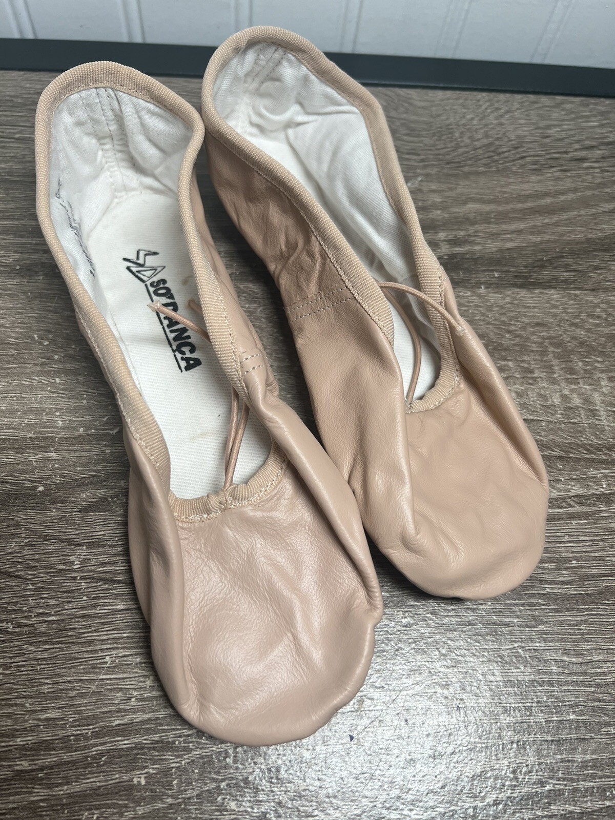 SAOLA Pantofole da balletto rosa NOS nuove So Danca in pelle bambino BA02 1 1 2 larghe