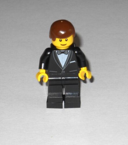 ***NEW LEGO BROWN HAIR GROOM WITH BLACK TUXEDO, SUIT MINIFIGURE***