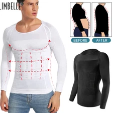 Men Baselayer Undershirts Long Sleeve Shirts Workout Compression Top Body Shaper