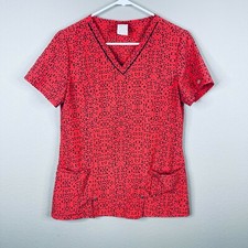 Dickies Womens Scrub Top Size S Corral Black Short Sleeve V Neck