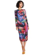 vince Camuto Womens Printed Long-Sleeve Bodycon Dress VC4M5555 Red Multi 8