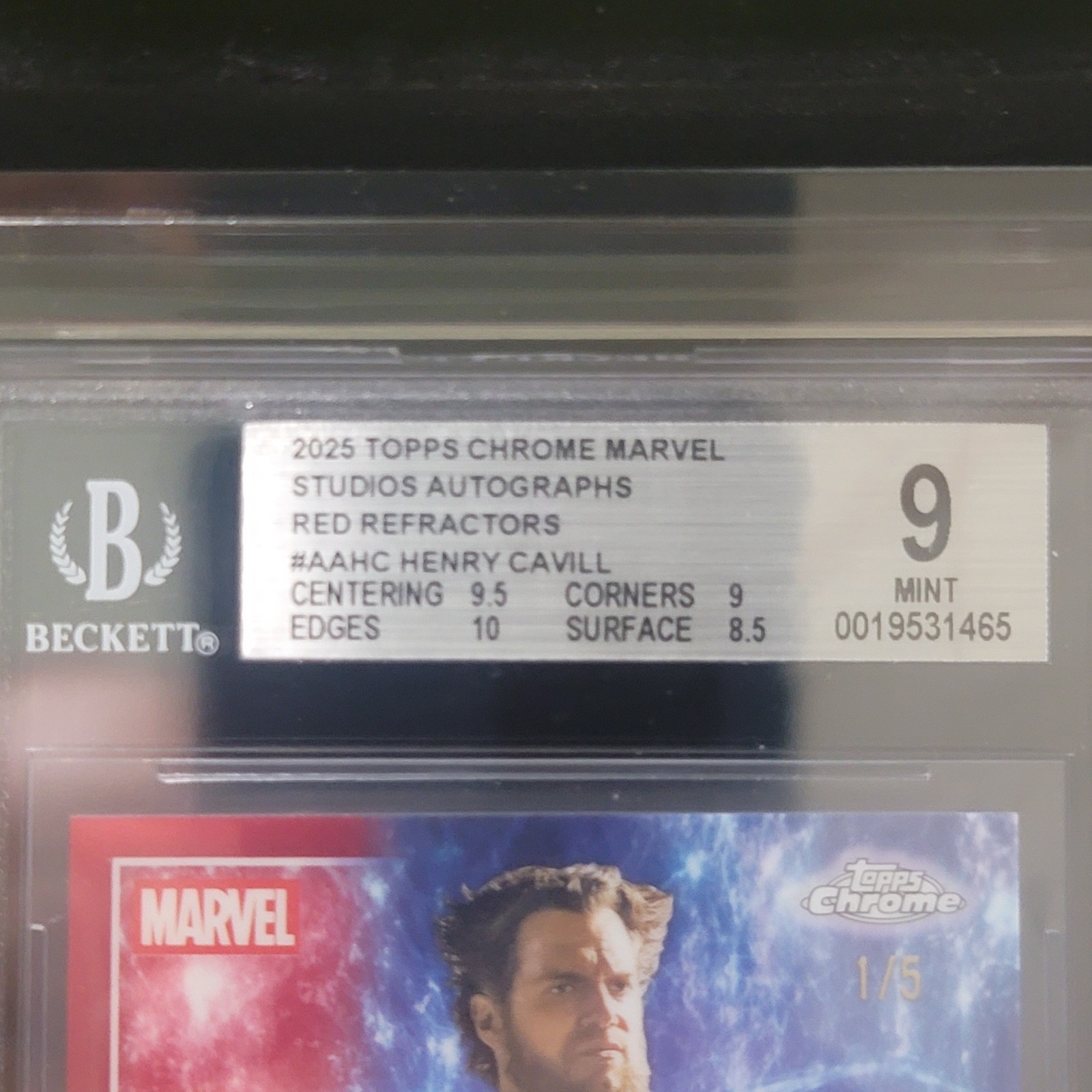 HENRY CAVILL "THE CAVILLRINE" 2025 Topps Marvel Studios Auto 1/5 BGS 9/9 Pop 1 view 5