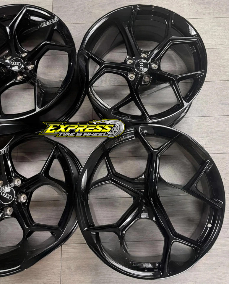 (4) 19x8.5 AUDI R8 GLOSS BLACK WHEELS RIMS A3 A4 A5 A6 A7 S4 S5 RS 5x112 +35MM