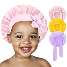 3 Pcs Kids Silk Bonnet for Sleeping - Baby Hair Bonnet for Sleep,Kids Satin Bonn