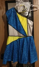 Revolution Dancewear Small Adult Blue/Silver/Yellow/Black Costume W/Accessories