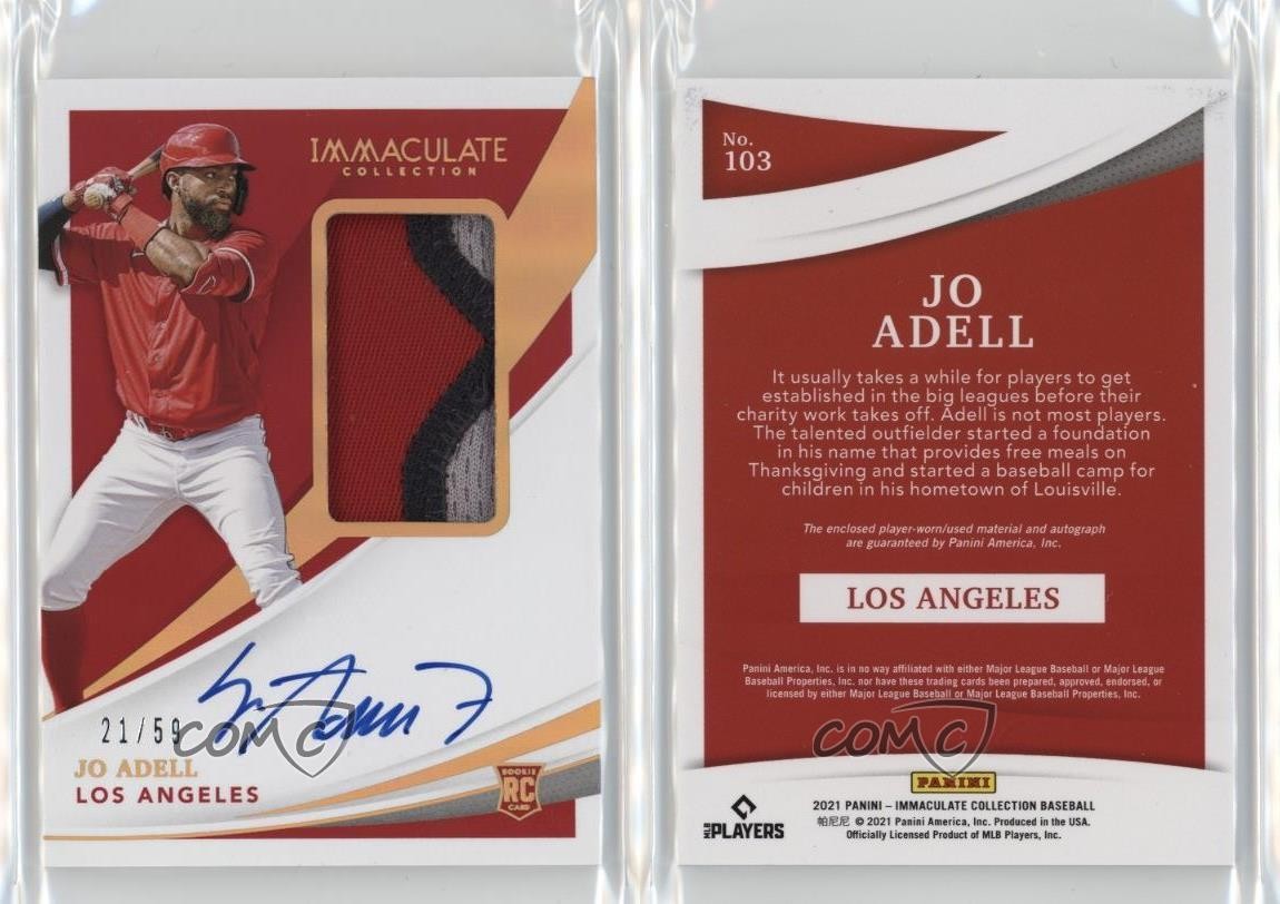 2021 Panini Immaculate Jersey Number /59 Jo Adell #103 RPA Rookie Patch Auto RC view 3