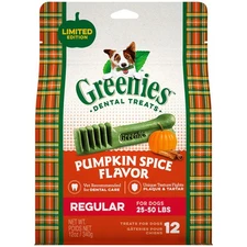 Greenies Pumpkin Spice Dental Care Dog Treats 12 Count for Fresh Breath  Heal...