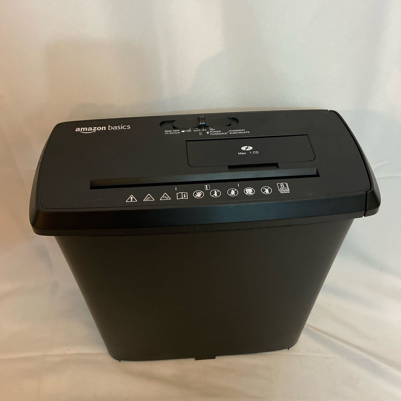 Amazon Basics 8-Sheet Strip-Cut Shredder, 3.4 gal Bin, Black