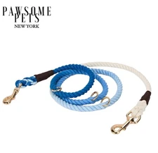 Hands Free Dog Rope Leash - Ombre Dark Blue, Adjustable & Durable Walk Lead