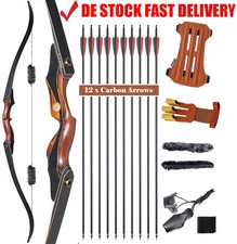 Adult 60" Archery Wooden Takedown Recurve Bow RH Hunting Target Outdoor Shooting