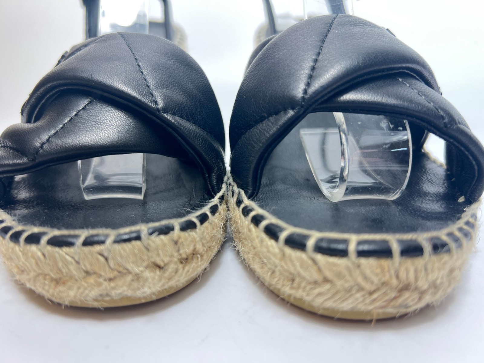 PRADA sandals wedge espadrille wedge heels black leather 38 uk5 ref kb image 6