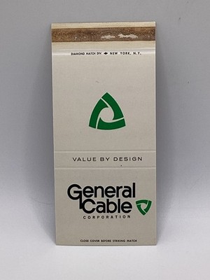 Vintage General Cable Corporation Advertising Matchbook Diamond Match Div