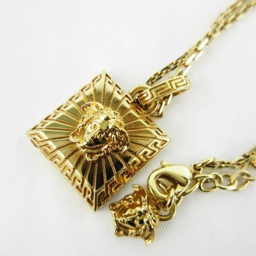 Versace Current Collana Quadrata Medusa Colore Oro Catena Accessorio Usatoa707