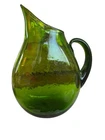 VTG Stunning Blenko 13" Emerald Green Hand Blown Textured Glass Pitcher (S53)