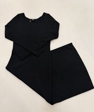 Uniqlo Dress Fitted Black Merino Blend Neck Long Sleeve Ribbed Size Small